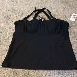 New Land’s End women’s black swim top, adjustable straps